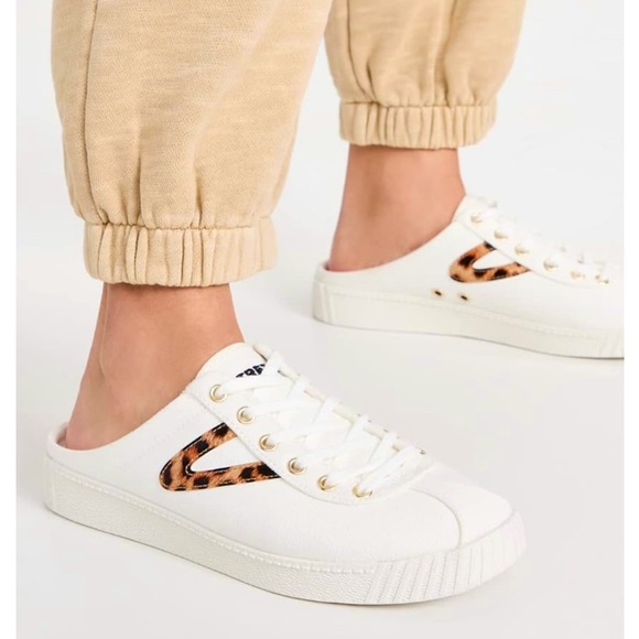 *new* Tretorn White/Leopard Easy Nylite Mule Sneaker - Picture 2 of 8